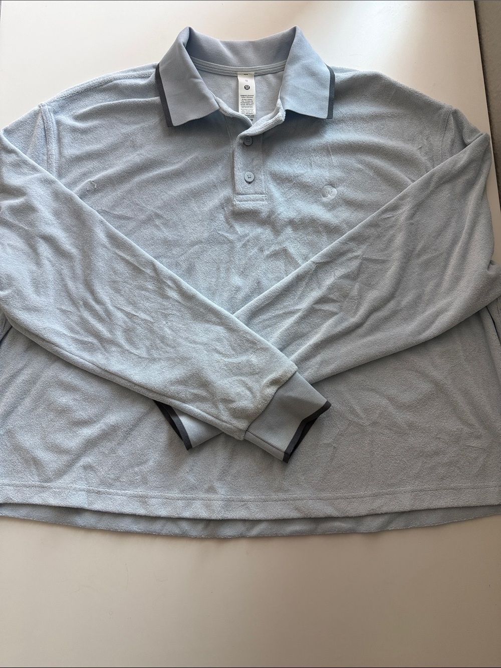 lululemon athletica Light Blue Long-Sleeve Polo with Contrast Trim